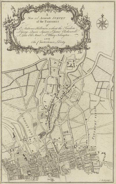 Mapa Islington, Clerkenwell, Holborn a Finsbury od English School
