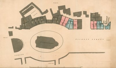 Mapa Pickett Street a The Strand, Londýn od English School