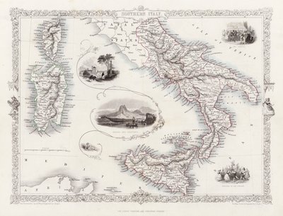 Mapa jižní Itálie (rytina) od English School