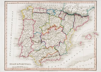 Mapa Španělska a Portugalska, z 