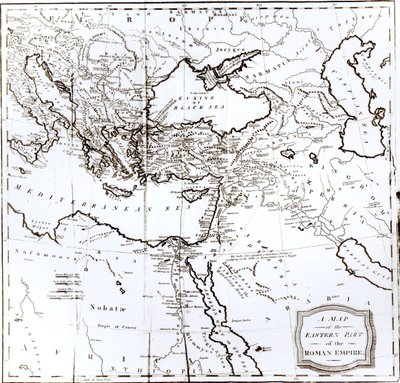 Mapa východní části Římské říše, z „Historie úpadku a pádu Římské říše“, svazek 6, od Edwarda Gibbona, 1808 od English School