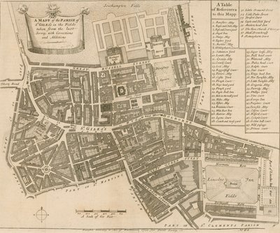 Mapa farnosti St Giles in the Fields, Londýn od English School