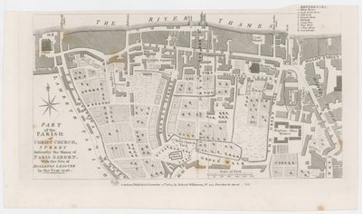 Mapa zobrazující panství Paris Garden od R Wilkinson, 1822 od English School