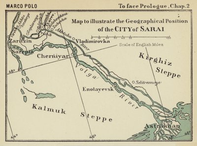 Mapa znázorňující zeměpisnou polohu města Sarai (litografie) od English School