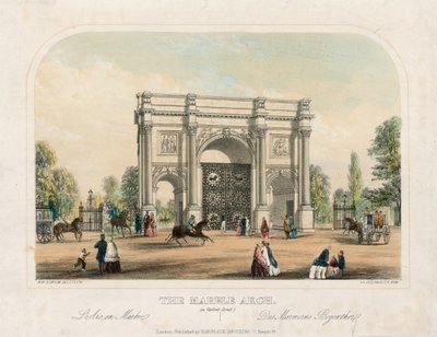 Marble Arch, Oxford Street, Londýn (barevná rytina) od English School
