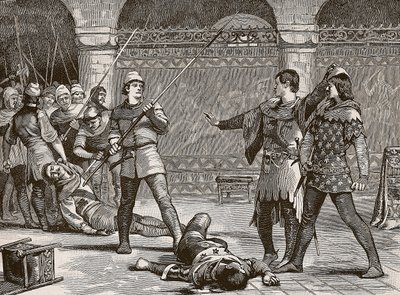 Marcel a francouzský dauphin, ilustrace z Cassells Illustrated History of England (sépiová fotografie) od English School