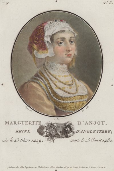 Markéta z Anjou, královna choť anglického krále Jindřicha VI. (barevná rytina) od English School