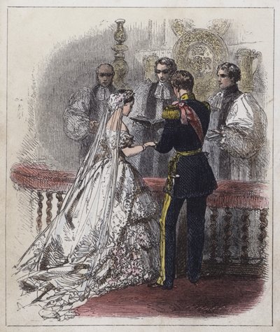 Sňatek královské princezny (barevná rytina) od English School