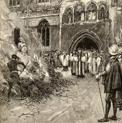 Mučednictví Johna Hoopera (asi 1495-1555) v Gloucesteru od English School
