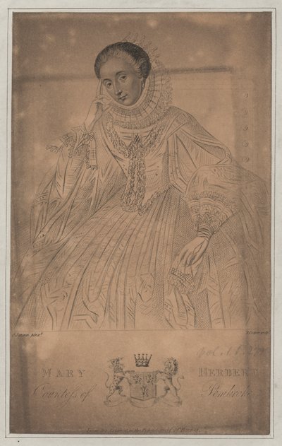 Mary Herbert, hraběnka z Pembroke (rytina) od English School
