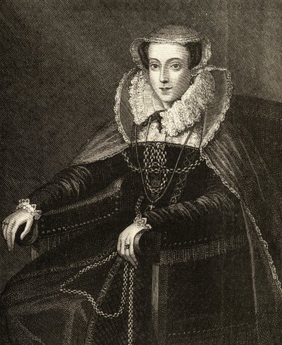 Mary Queen of Scots (1542-87) (rytina) od English School