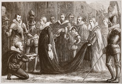 Mary Queen of Scots vstupující do Holyroodu, ilustrace z Historie protestantismu od Jamese Aitkena Wylie (1808-1890), hospoda. 1878 od English School