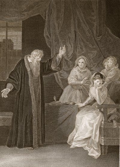 Mary Queen of Scots kárána Knoxem, ilustrace od Davida Humese The History of England, pub. od R. Bowyera, Londýn, 1812 od English School