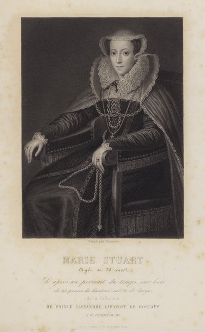 Marie Stuartovna, skotská královna, 38 let (rytina) od English School
