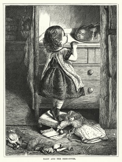 Marie a poklička na nádobí (rytina) od English School