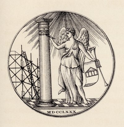 Zednářská pečeť, 1780, z „Historie svobodného zednářství, svazek III“, vydané Thomasem C. Jackem, Londýn, 1883 od English School