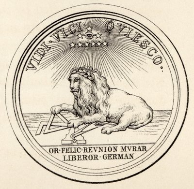 Zednářská pečeť, z knihy "The History of Freemasonry, volume III", kterou vydal Thomas C. Jack, Londýn, 1883. od English School