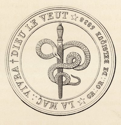Zednářská pečeť, z „Historie svobodného zednářství, svazek III“, vydané Thomasem C. Jackem, Londýn, 1883 od English School