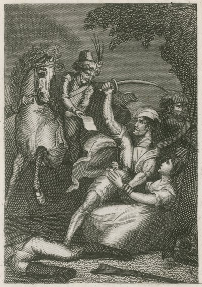 Masakr britské posádky v Kandy na Cejlonu, 1803 od English School