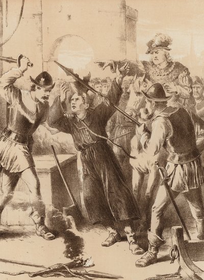 Matthew Flathers, "Zoufalý řez do hlavy" (litografie) od English School