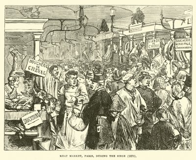 Masný trh, Paříž, během obléhání, 1870 od English School