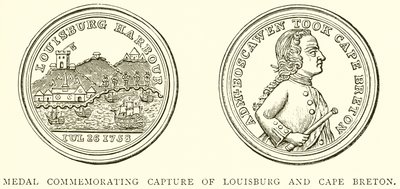 Medaile připomínající dobytí Louisburgu a Cape Breton od English School