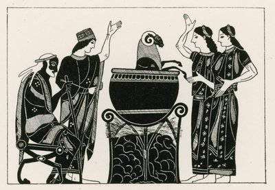 Medea vařící berana (rytina) od English School