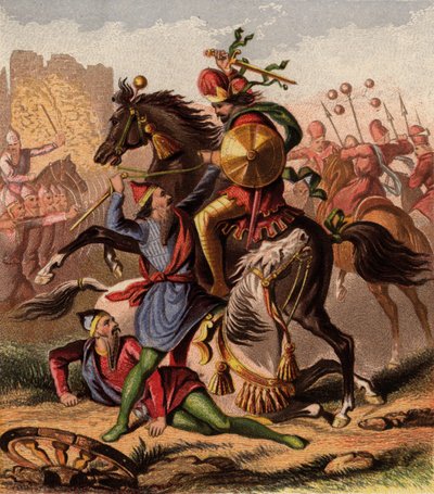 Médové a Peršané v bitvě (chromolitho) od English School