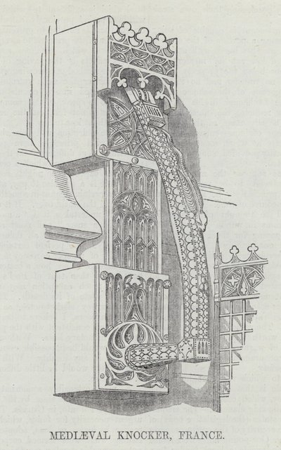 Medieval Knocker, Francie (rytina) od English School