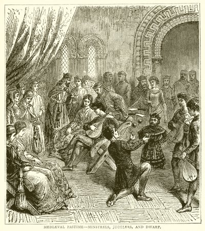 Středověká zábava - pěvci, žongléři a trpaslík od English School