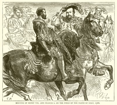 Setkání Jindřicha VIII. a Františka I. na poli Zlatého plátna, 1520 od English School
