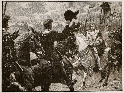Setkání Jindřicha a císaře Maxmiliána, ilustrace z Cassells Illustrated History of England (sépiová fotografie) od English School