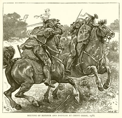 Setkání Hotspur a Douglas v Chevy Chase, 1388 od English School