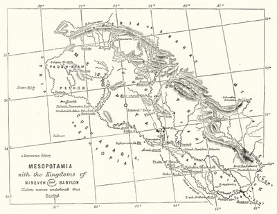 Mezopotámie s královstvím Ninive a Babylon (rytina) od English School