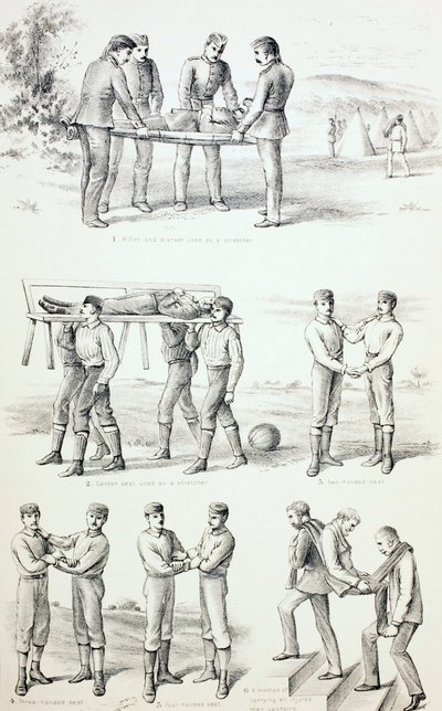 Způsoby přepravy zraněných osob, c.1890 od English School