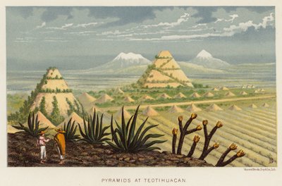 Mexiko: Pyramidy v Teotihuacánu (barevné lito) od English School
