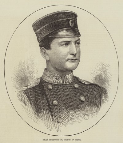 Milan Obrenovics IV., Prinz von Serbien (Gravur) von English School