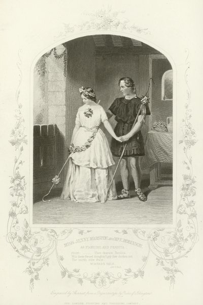 Slečna Jenny Marston a pan F. Robinson jako Florizel a Perdita, Zimní příběh, dějství IV, scéna iii od English School