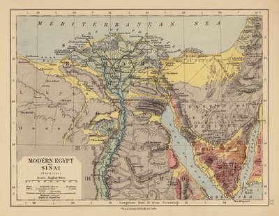 Moderní Egypt a Sinaj (barevná litografie) od English School