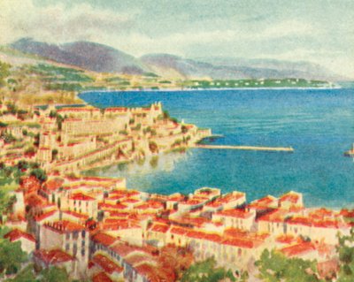 Monako, Monte Carlo (barevná litografie) od English School