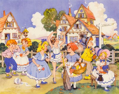Pondělní dítě má krásnou tvář (barevná litografie) od English School