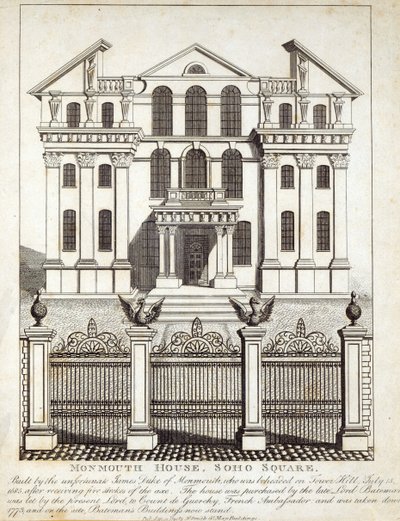 Monmouth House, Soho Square, publikoval N. Smith, Gt Mays Buildings, 11. ledna 1791 od English School