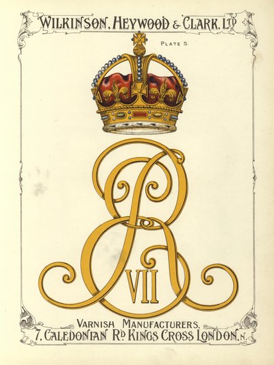 Monogram krále Edwarda VII (chromolitho) od English School