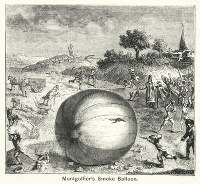 Montgolfierův kouřový balón (rytina) od English School