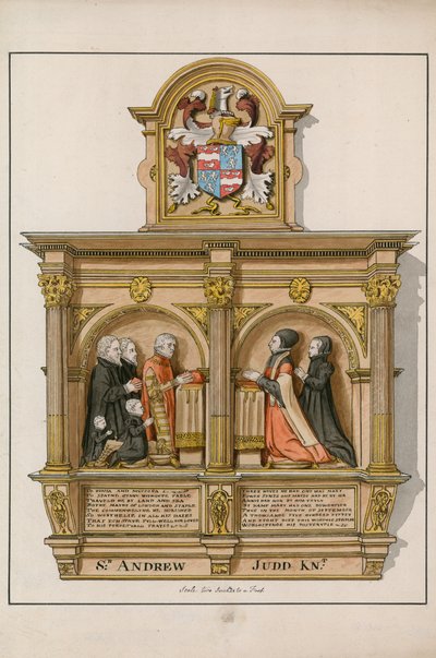 Památník Sir Andrew Judd, šerif a starosta, v St Helens Bishopsgate, Londýn od English School