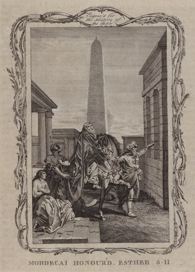 Mordecai Honoured (rytina) od English School