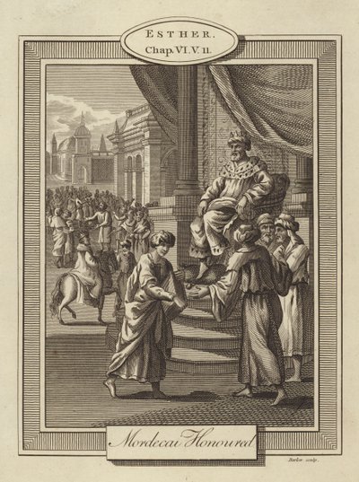 Mordecai Honored, Esther, kapitola VI, verš 11 (rytina) od English School