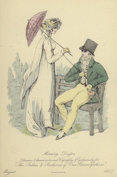 Ranní a večerní šaty pro dámy a pány (barevné gravírování) od English School