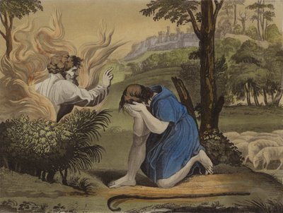 Mojžíš a hořící keř (barva litho) od English School