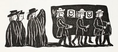 Mother Bunches Funeral, ilustrace z Kapitoly osmnáctého století od Johna Ashtona, pub. 1882 od English School
